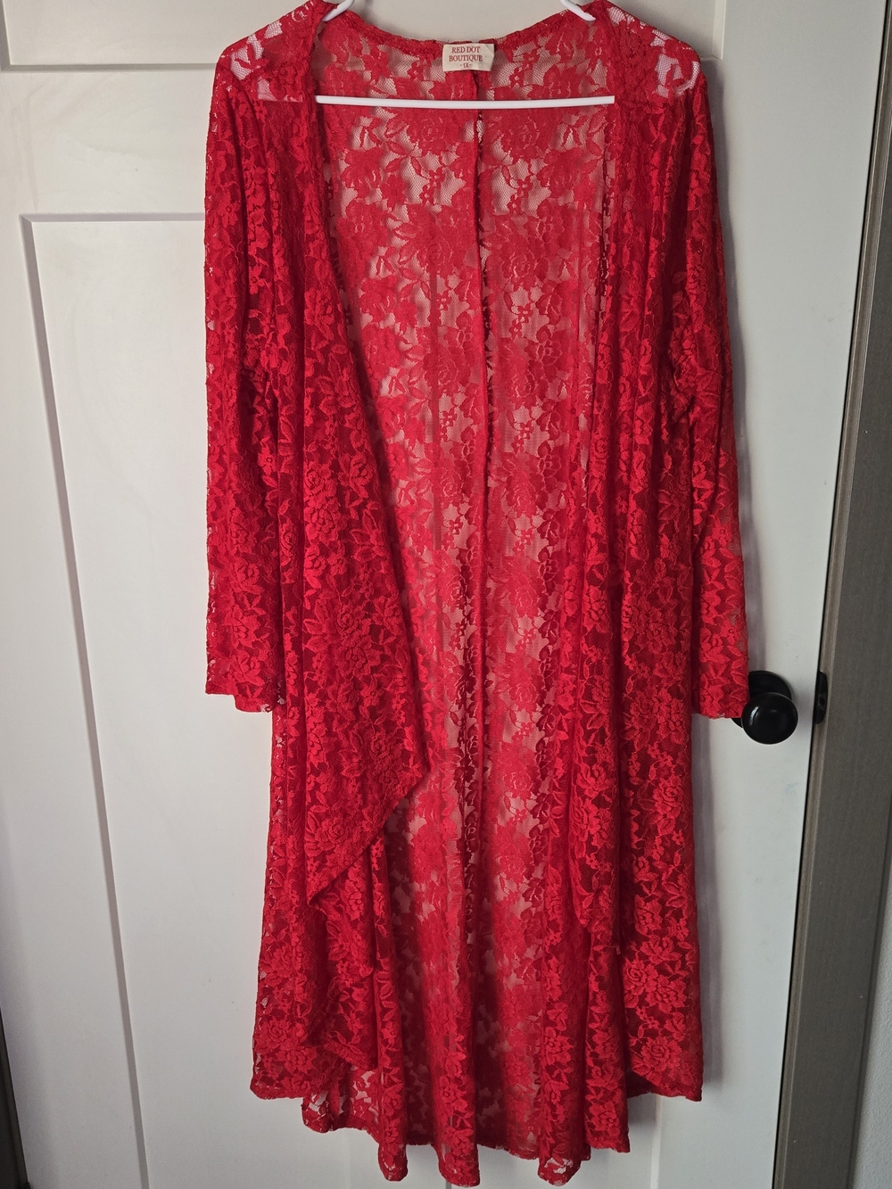 Red Lace Longline Robe - Red Lace by